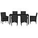 Set da Pranzo per Giardino con cuscino 7 pcs Nero Poly Rattan - Foto miniatura 7