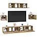 Set mobile TV 7 pcs rovere artigianale 80 x 30 x 30 cm - Foto miniatura 3