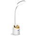 Lampada Da Scrivania A Led Senza Fili Con Portapenne E Supporto Per Telefono, Bianco - Foto miniatura 2