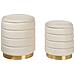 Set Di 2 Pouf Contenitore Garland Velluto Beige Chiaro - Foto miniatura 2