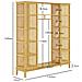 Armadio Aperto In Bambù Con 2 Ante Scorrevoli, Ripiani Aperti E Barra Appendiabiti, 145x35x165cm - Foto miniatura 5