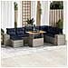 Set Divano da Giardino 9 pz con Cuscini Grigio in Polyrattan - Foto miniatura 2