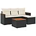 Set Divani da Giardino 5 pz con Cuscini in Polyrattan Nero - Foto miniatura 1