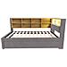 Letto Imbottito 90x200cm, Letto Estraibile 90x190cm, Divano Letto Multifunzionale Dotato Di Luci Led, Prese E Vani Portaoggetti, Letto Singolo, Flanella, Grigio Scuro - Foto miniatura 3