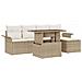 Set Divano da Giardino con cuscino 6 pcs Beige Poly Rattan - Foto miniatura 1