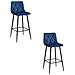 Sgabello KODA in velluto blu navy con gambe nere x2 - Foto miniatura 1