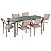 Set Di Tavolo E 6 Sedie Da Giardino In Acciaio, Basalto E Fibra Tessile Beige- Piano Singolo- Nero Lucido - 180cm - Grosseto - Foto miniatura 17