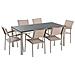 Set Di Tavolo E 6 Sedie Da Giardino In Acciaio, Basalto E Fibra Tessile Beige- Piano Singolo- Nero Lucido - 180cm - Grosseto - Foto miniatura 29