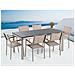 Set Di Tavolo E 6 Sedie Da Giardino In Acciaio, Basalto E Fibra Tessile Beige- Piano Singolo- Nero Lucido - 180cm - Grosseto - Foto miniatura 8