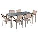 Set Di Tavolo E 6 Sedie Da Giardino In Acciaio, Basalto E Fibra Tessile Beige- Piano Singolo- Nero Lucido - 180cm - Grosseto - Foto miniatura 9