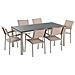 Set Di Tavolo E 6 Sedie Da Giardino In Acciaio, Basalto E Fibra Tessile Beige- Piano Singolo- Nero Lucido - 180cm - Grosseto - Foto miniatura 16