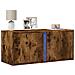 Mobile TV a Parete con Luci LED Rovere Fumo 80x31x35 cm - Foto miniatura 2