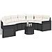 Divano Giardino Tavolo E Cuscini Semicircolare Nero Polyrattan - Foto miniatura 2