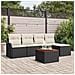 Set di divani da giardino  6 pezzi con cuscini neri in polyrattan e acacia, Divano da giardino a 2 posti  con cuscini neri in polyrattan - Foto miniatura 3
