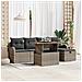 Set Divano da Giardino in 6 pezzi con Cuscini Grigio Polyrattan - Foto miniatura 2
