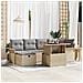 Set Divani Giardino da 7 Pezzi con Cuscini Beige in Polyrattan - Foto miniatura 2