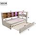 Letto Imbottito 90x200cm, Letto Estraibile 90x190cm, Divano Letto Multifunzionale Dotato Di Luci Led, Prese E Vani Portaoggetti, Letto Singolo, Flanella, Grigio Chiaro - Foto miniatura 4