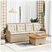 Set Divani da Giardino 3 pz con Cuscini in Polyrattan Beige - Foto miniatura 2