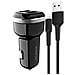 Caricatore Per Auto A 2 Porte Usb Con Cavo Lightning In Policarbonato Incluso, Nero - Foto miniatura 1
