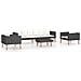 Set Divani Da Giardino 4 Pz Con Cuscini In Polyrattan Nero - Foto miniatura 1