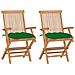 Sedie da Giardino con Cuscini Verdi 2 pz in Massello di Teak - Foto miniatura 1