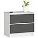 Comodino K60, 2 cassetti, 60x40x55 cm, Colore Bianco e Grigio Grafite - Foto miniatura 1