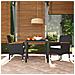 Set Da Pranzo Per Giardino 3 Pz Con Cuscini Polyrattan Nero - Foto miniatura 1