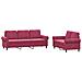 Set Di Divani 2 Pz Con Cuscini Rosso Vino In Velluto - Foto miniatura 2