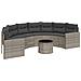 Divano Giardino Tavolo Cuscini Semicircolare Grigio Polyrattan - Foto miniatura 1