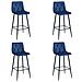 KODA SGABELLO Blu Navy Velluto Gambe Nere x4 - Foto miniatura 1