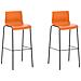 2 Sgabelli Alti HOOVER in Polipropilene - Set 2 Sgabelli Bar Design I Sedie Sgabello con Schienale I Sgabelli Ergonomici Arancione Nero - Foto miniatura 1