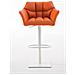 Sgabello Alto Regolabile Damaso in Similpelle I Sgabello Bancone con Braccioli E Schienale Imbottiti E Poggiapiedi, H 58-83 CM Arancione Bianco - Foto miniatura 2