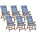 Set Di 6 Sedie Da Giardino Legno Di Acacia Scuro Con Cuscini Blu Amantea - Foto miniatura 6