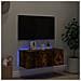 Mobile TV a Parete con Luci LED Rovere Fumo 80x35x31 cm - Foto miniatura 3