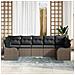 Set Divano da Giardino con cuscino 7 pcs Grigio Poly Rattan - Foto miniatura 3