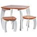 Set Tavolo E 2 Sgabelli In Legno Bianchi /arancioni 96x48x42 H Cm - Foto miniatura 1