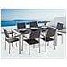 Set Di Tavolo E Sedie Da Giardino In Acciaio, Basalto E Rattan - 180cm - Nero Lucido - Grosseto - Foto miniatura 5