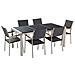 Set Di Tavolo E Sedie Da Giardino In Acciaio, Basalto E Rattan - 180cm - Nero Lucido - Grosseto - Foto miniatura 17
