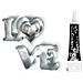 Tagliabiscotti In Acciaio Inox Love + Penna Per Glassa Nera - Foto miniatura 1
