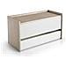 Cassapanca Lantana, Mobile Da Ingresso Moderno Con Scarpiera, Cassapanca Baule Con Due Contenitori, 100% Made In Italy, 90x40h46 Cm, Bianco E Rovere - Foto miniatura 2