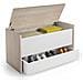 Cassapanca Lantana, Mobile Da Ingresso Moderno Con Scarpiera, Cassapanca Baule Con Due Contenitori, 100% Made In Italy, 90x40h46 Cm, Bianco E Rovere - Foto miniatura 3
