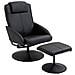 Poltrona Relax Reclinabile Con Pouf Poggiapiedi Abbinato E Rivestimento In Finta Pelle, Nero - Foto miniatura 1