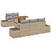 Set Divano da Giardino 6 Pezzi con Cuscini Beige Rattan Polimerico - Foto miniatura 1