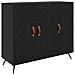 Credenza Nero 90 x 34 x 80 cm Legno multistrato - Foto miniatura 1