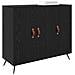 Credenza Nero 90 x 34 x 80 cm Legno multistrato - Foto miniatura 3