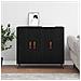 Credenza Nero 90 x 34 x 80 cm Legno multistrato - Foto miniatura 4