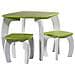 Set Tavolo E 2 Sgabelli In Legno Bianchi /verdi 96x48x42 H Cm - Foto miniatura 1