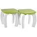 Set Tavolo E 2 Sgabelli In Legno Bianchi /verdi 96x48x42 H Cm - Foto miniatura 2