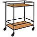 Carrello Bar Vita A 2 Ripiani Effetto Rovere Con Struttura In Acciaio Nero, 68×40×79 Cm - Foto miniatura 2