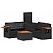 Set di divani 5 pz Nero Rattan sintetico e Acciaio - Foto miniatura 4